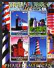 Congo 2004 Lighthouses of America (Great Lakes) perf sheetlet containing 4 values cto used, stamps on lighthouses