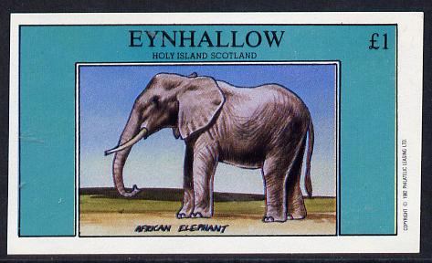 Eynhallow 1982 African Elephant imperf souvenir sheet (Â£1 value) unmounted mint, stamps on , stamps on  stamps on animals    elephant