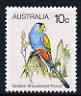 Australia 1980-82 Golden-Shouldered Parrot 10c (P14) from 2nd Birds def set, unmounted mint, SG 734a, stamps on birds, stamps on parrots