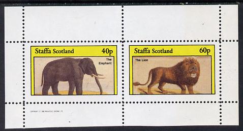 Staffa 1982 Animals (Elephant) perf set of 2 values (40p & 60p) unmounted mint, stamps on animals    elephant   cats