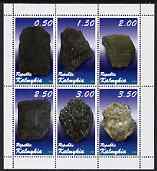 Kalmikia Republic 1998 Minerals perf sheetlet #02 containing set of 6 values complete unmounted mint, stamps on minerals, stamps on 