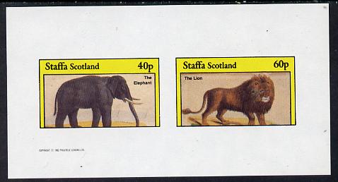 Staffa 1982 Animals (Elephant) imperf set of 2 values (40p & 60p) unmounted mint, stamps on animals    elephant   cats