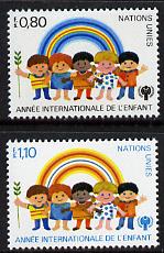United Nations (Geneva) 1979 Int Year of the Child set of 2, SG G84-85, stamps on children  united-nations, stamps on  iyc , stamps on 