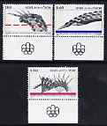 Israel 1976 Montreal Olympic Games perf set of 3 with tabs unmounted mint, SG 636-38, stamps on , stamps on  stamps on olympics, stamps on  stamps on swimming, stamps on  stamps on gymnastics, stamps on  stamps on high jump, stamps on  stamps on  gym , stamps on  stamps on gymnastics, stamps on  stamps on 