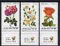 Israel 1981 Roses perf set of 3 with tabs unmounted mint, SG 821-23, stamps on flowers, stamps on roses