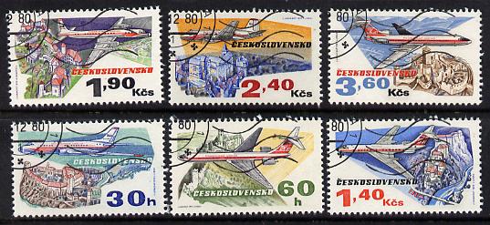 Czechoslovakia 1973 50th Anniversary of Czech Airlines perf set of 6 fine used SG 2128-33, stamps on aviation, stamps on 