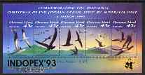 Christmas Island 1993 Seabirds perf m/sheet optd for Indopex 93 unmounted mint, as SG MS377, stamps on birds, stamps on stamp exhibitions