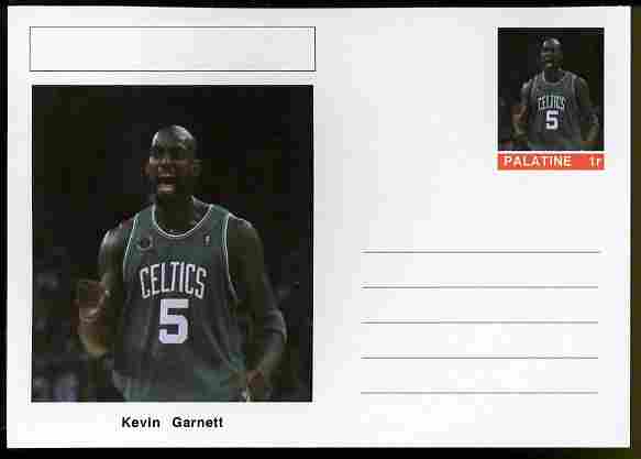 Palatine (Fantasy) Personalities - Kevin Garnett (basketball) postal stationery card unused and fine, stamps on personalities, stamps on sport, stamps on basketball
