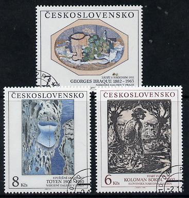 Czechoslovakia 1992 Art (27th issue) set of 3 fine used, SG 3107-09, stamps on , stamps on  stamps on arts, stamps on  stamps on braque