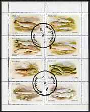 Nagaland 1972 Fish (Trout, Salmon, Sturgeon, Eels, etc) perf  set of 8 values fine cto used (2ch to 50ch), stamps on fish, stamps on marine life