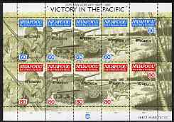 Tonga - Niuafoou 1995 50th Anniversary of End of Second World War in the Pacific, perf sheetlet containing 10 values each optd SPECIMEN unmounted mint, as SG 223a, stamps on , stamps on  ww2 , stamps on militaria, stamps on tanks