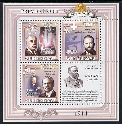 Guinea - Bissau 2009 Nobel Prize Winners - 1914 perf sheetlet containing 4 values unmounted mint, stamps on personalities, stamps on nobel, stamps on science, stamps on medical, stamps on physics