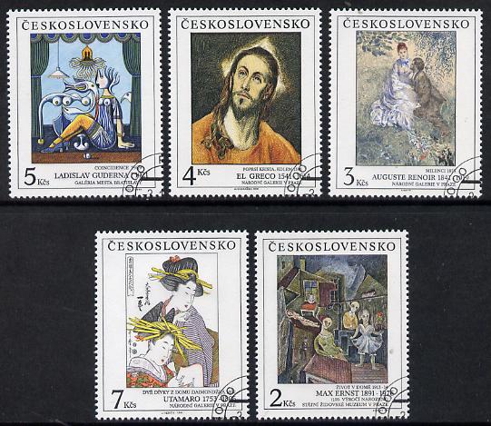 Czechoslovakia 1991 Art (26th issue) set of 5 fine cds used, SG 3077-81, stamps on arts, stamps on renoir, stamps on el greco, stamps on 