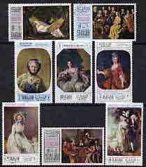Sharjah 1968 Mothers Day paintings perf set of 8 cto used, Mi 426-33, stamps on arts, stamps on women, stamps on gainsborough, stamps on courbet, stamps on david