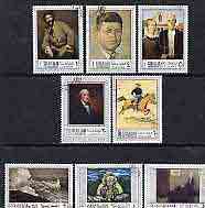 Sharjah 1968 American Artists perf set of 8 fine cto used, Mi 448-55*, stamps on arts, stamps on kennedy, stamps on rockwell, stamps on whistler