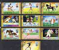 Umm Al Qiwain 1971 Munich Olympics perf set of 10 cto used, Mi 466-75*, stamps on olympics, stamps on fencing, stamps on judo, stamps on sailing, stamps on running, stamps on martial-arts, stamps on hurdles, stamps on javelin, stamps on boxing, stamps on gymnastics, stamps on show jumping, stamps on horses, stamps on , stamps on  gym , stamps on gymnastics, stamps on 