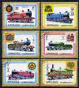 Ajman 1972 Locomotives perf set of 6 cto used, Mi 1850-55*, stamps on railways