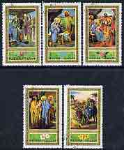 Fujeira 1971 Christmas Paintings perf set of 5 cto used, Mi 764-68A*, stamps on arts, stamps on christmas
