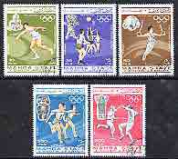 Aden - Mahra 1967 Mexico Olympics perf set of 5 cto used, Mi 25-29A*, stamps on olympics, stamps on sport, stamps on discus, stamps on rings, stamps on gymnastics, stamps on basketball, stamps on running, stamps on  gym , stamps on gymnastics, stamps on 