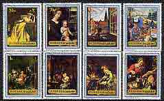 Fujeira 1972 Old Masters perf set of 8 cto used, Mi 1362-69*, stamps on arts, stamps on david, stamps on manet, stamps on 
