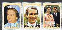 Cook Islands - Penrhyn 1973 Royal Wedding perf set of 3 unmounted mint, SG 53-55*, stamps on , stamps on  stamps on royalty, stamps on  stamps on anne & mark
