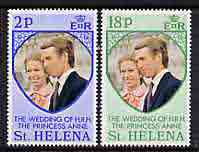 St Helena 1973 Royal Wedding perf set of 2 unmounted mint, SG 295-96, stamps on royalty, stamps on anne & mark