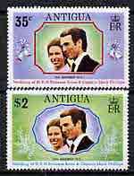 Antigua 1973 Royal Wedding perf set of 2 unmounted mint, SG 370-71, stamps on royalty, stamps on anne & mark