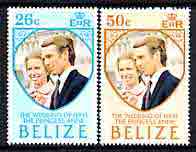 Belize 1973 Royal Wedding perf set of 2 unmounted mint, SG 360-61, stamps on , stamps on  stamps on royalty, stamps on  stamps on anne & mark