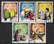 Cuba 2004 Domestic Animals perf set of 5 cto used*, stamps on animals, stamps on cats, stamps on dogs, stamps on birds, stamps on parrots, stamps on fish