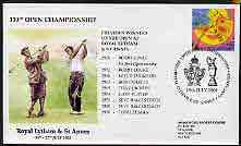 Great Britain 2001 130th Open Golf Championship illustrated cover with special Golf cancel, stamps on sport, stamps on golf