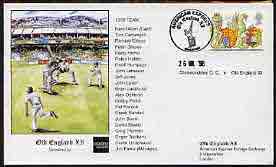 Great Britain 1998 illustrated cover for Cholmondeley CC v Old England XI with special 'Cricket' cancel, stamps on sport, stamps on cricket