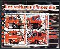 Congo 2003 Fire Engines #2 perf sheetlet containing 4 values cto used, stamps on fire