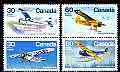 Canada 1982 Canadian aircraft (4th series) set of 4 (2 x se-tenant pairs) unmounted mint, SG 1050-53, stamps on aviation, stamps on fairchild, stamps on de havilland, stamps on fokker, stamps on noorduyn