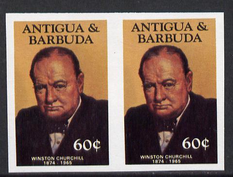 Antigua 1984 Famous People 60c (Churchill) unmounted mint imperf pair (as SG 888), stamps on churchill  personalities