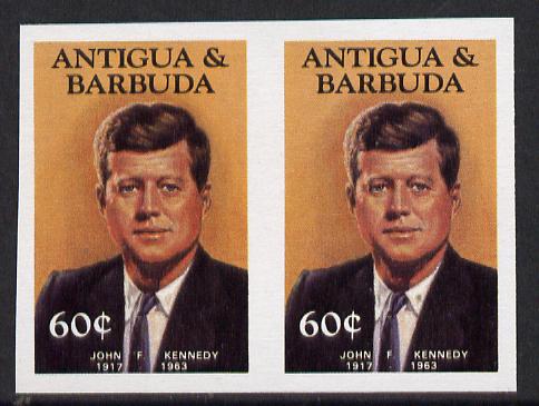 Antigua 1984 Famous People 60c (Kennedy) unmounted mint imperf pair (as SG 890), stamps on kennedy  personalities
