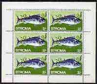 Stroma 1969 Fish 2s (Tunny) with Europa 1969 opt complete perf sheetlet of 6 values unmounted mint, stamps on fish, stamps on europa, stamps on gamefish