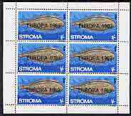 Stroma 1969 Fish 1s (Sole) with Europa 1969 opt complete perf sheetlet of 6 values unmounted mint, stamps on fish, stamps on europa, stamps on 
