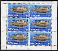 Stroma 1970 Fish 1s (Sole) with 6th Anniversary of Death of Sir Winston Churchill opt in error complete perf sheetlet of 6 values unmounted mint, stamps on fish, stamps on churchill