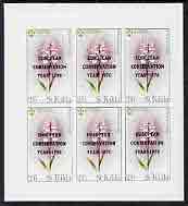 St Kilda 1970 Flowers 2s6d (Heath Spotted Orchid) with European Conservation Year opt complete imperf sheetlet of 6 - Two stamps with 1790 error, unmounted mint, stamps on flowers, stamps on environment, stamps on orchids