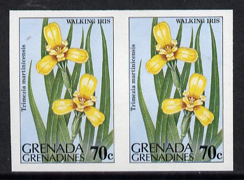 Grenada - Grenadines 1984 Flowers 70c (Walking Iris) unmounted mint imperf pair (as SG 585), stamps on flowers, stamps on iris