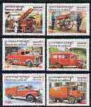 Cambodia 2001 Fire Engines perf set of 6 unmounted mint SG 2101-06, stamps on fire