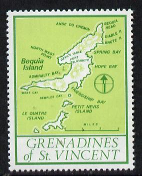 St Vincent - Grenadines 1977 the unissed Map stamp (without value) with Royal Visit overprint omitted (Map of Le Quatre Island in green) unmounted mint, stamps on maps, stamps on royal visit