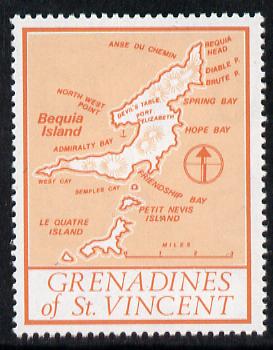 St Vincent - Grenadines 1977 the unissed Map stamp (without value) with Royal Visit overprint omitted (Map of Le Quatre Island in orange) unmounted mint, stamps on maps, stamps on royal visit