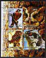 Congo 2004 Birds - Forets et Prairies de LEst perf sheetlet containing 4 values fine cto used, stamps on birds, stamps on birds of prey, stamps on owls