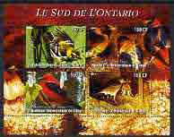 Congo 2004 Birds - Le Sud de LOntario perf sheetlet containing 4 values fine cto used, stamps on birds, stamps on 