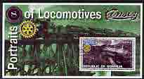 Somalia 2002 Portraits of Locomotives #2 perf m/sheet with Rotary logo, cto used, stamps on , stamps on  stamps on railways, stamps on  stamps on rotary