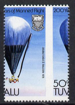 Tuvalu 1983 Manned Flight 50c (Double Eagle II Balloon) with superb 9mm shift of vert perfs unmounted mint, as SG 225, stamps on , stamps on  stamps on aviation, stamps on  stamps on balloons