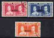 Niue 1937 KG6 Coronation perf set of 3 cds used, SG 75-76, stamps on coronation, stamps on  kg6 , stamps on 