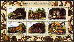 Congo 2005 Audubon Animals of North America perf sheetlet containing 6 values unmounted mint, stamps on animals, stamps on bears, stamps on cats, stamps on audubon