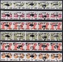 Marij El Republic - Fungi opt set of 30 values each design opt'd on pair of Russian defs (Total 60 stamps) unmounted mint, stamps on fungi